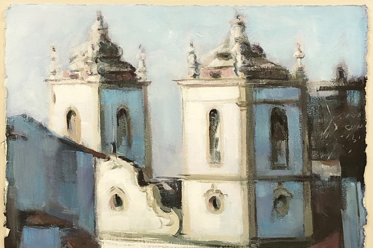 "San Salvador" - alkyd on paper by Jean Wagner Troemel - 31in x 38in