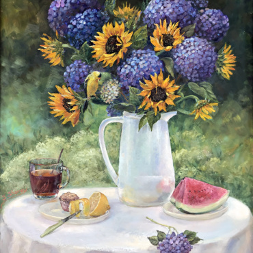 Breakfast with Lemon-Yellow Goldfinch