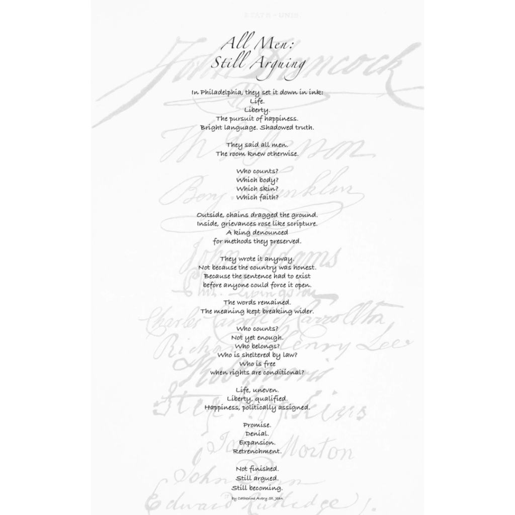 HONORABLE MENTION
"All Men: Still Arguing"
Poetry by Avery St. Jean