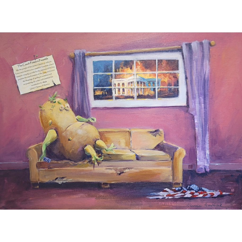 HONORABLE MENTION
"The Couch Potato’s Preamble"
Acrylic by Veronica Haddock