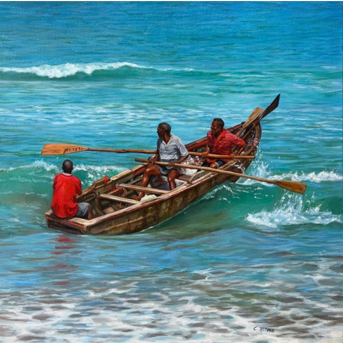 EMMETT FRITZ BEST PAINTING AWARD "Luchando con el mar" by Cindy Altoro